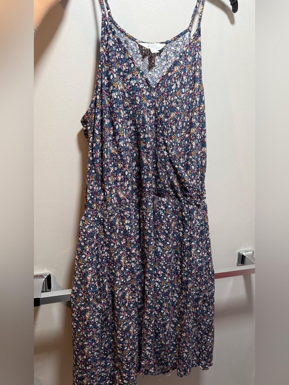 Market & Spruce Navy Floral Midi Dress Large